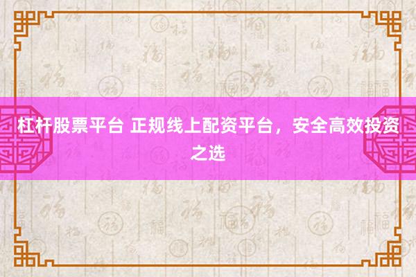 杠杆股票平台 正规线上配资平台，安全高效投资之选