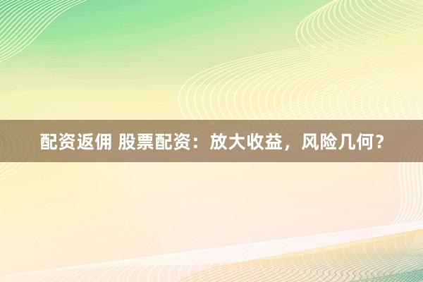 配资返佣 股票配资：放大收益，风险几何？
