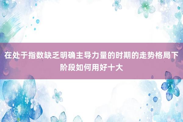 在处于指数缺乏明确主导力量的时期的走势格局下阶段如何用好十大