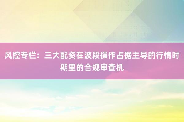 风控专栏：三大配资在波段操作占据主导的行情时期里的合规审查机