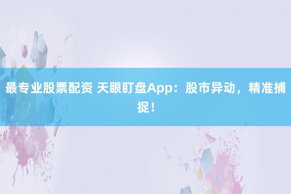 最专业股票配资 天眼盯盘App：股市异动，精准捕捉！